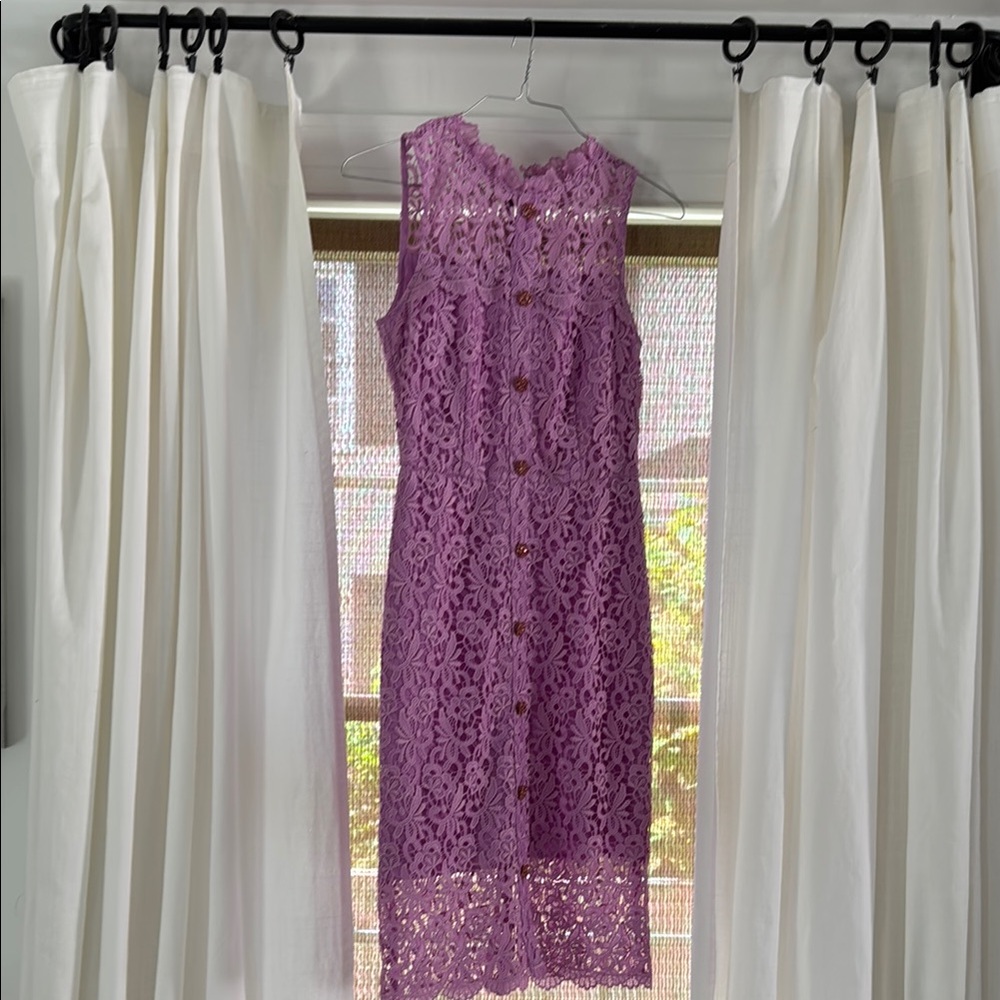Jcrew purple lilac Elegant Purple Lace Dress 0 Crystal buttons